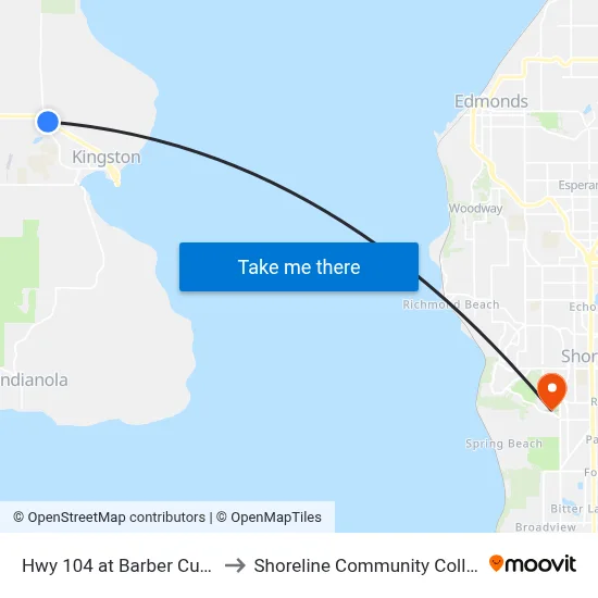Hwy 104 at Barber Cutoff to Shoreline Community College map