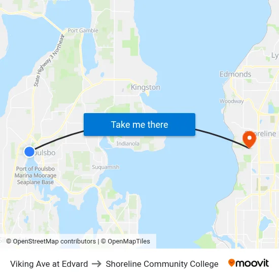 Viking Ave at Edvard to Shoreline Community College map