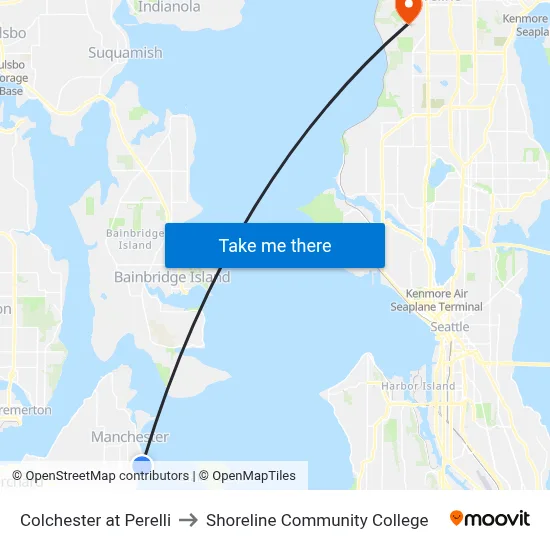 Colchester at Perelli to Shoreline Community College map