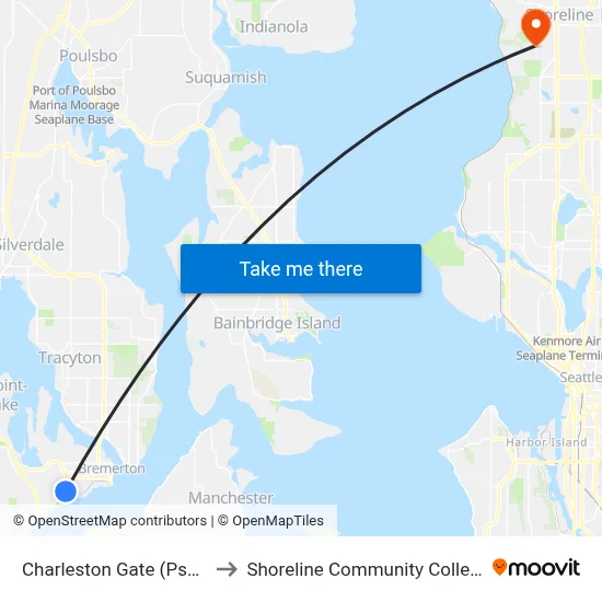 Charleston Gate (Psns) to Shoreline Community College map