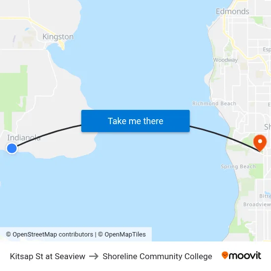 Kitsap St at Seaview Ave to Shoreline Community College map