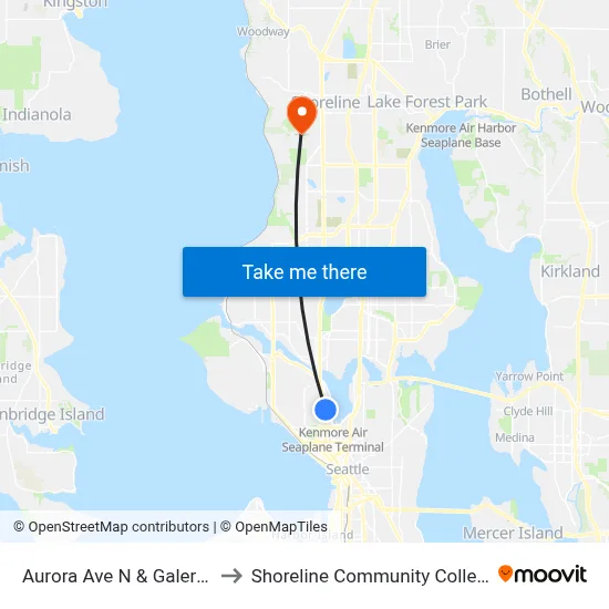 Aurora Ave N & Galer St to Shoreline Community College map