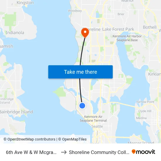 6th Ave W & W Mcgraw St to Shoreline Community College map