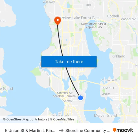 E Union St & Martin L King Jr Way to Shoreline Community College map