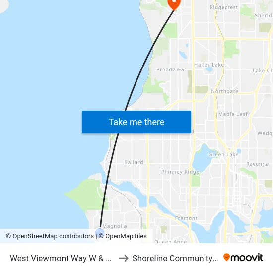 West Viewmont Way W & W Raye St to Shoreline Community College map