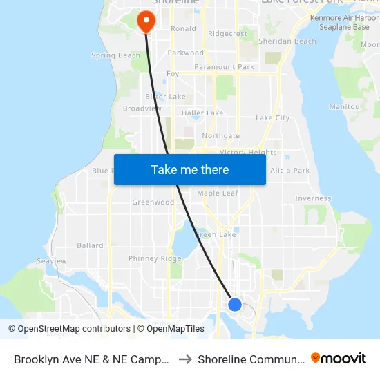 Brooklyn Ave NE & NE Campus Pkwy - Bay 3 to Shoreline Community College map