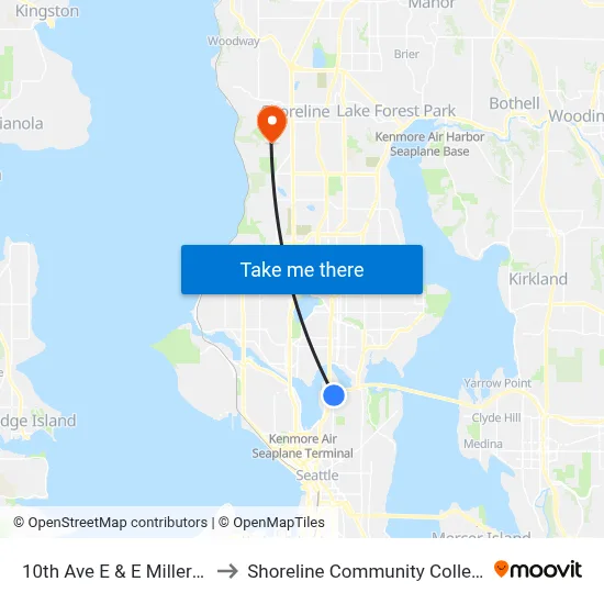 10th Ave E & E Miller St to Shoreline Community College map