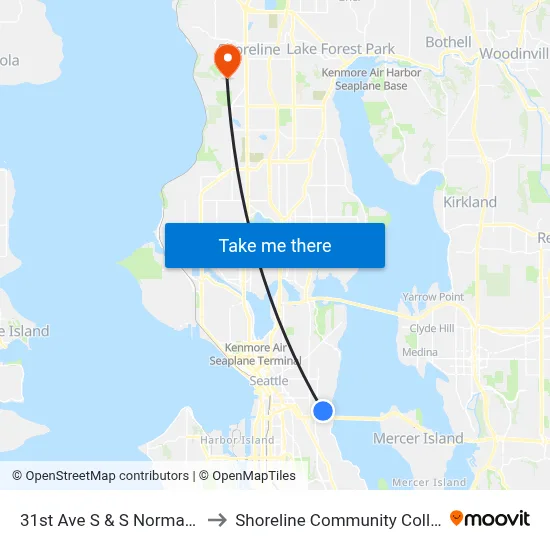 31st Ave S & S Norman St to Shoreline Community College map