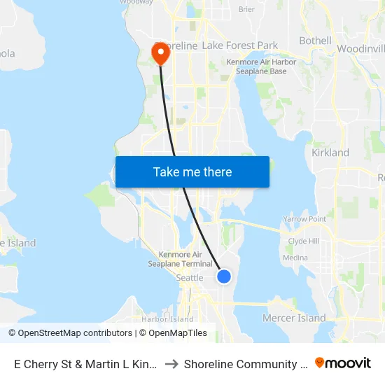 E Cherry St & Martin L King Jr Way to Shoreline Community College map