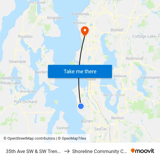 35th Ave SW & SW Trenton St to Shoreline Community College map