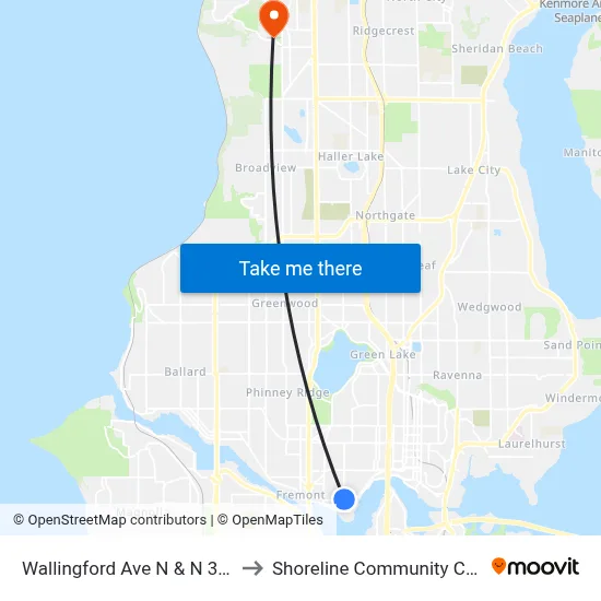 Wallingford Ave N & N 35th St to Shoreline Community College map