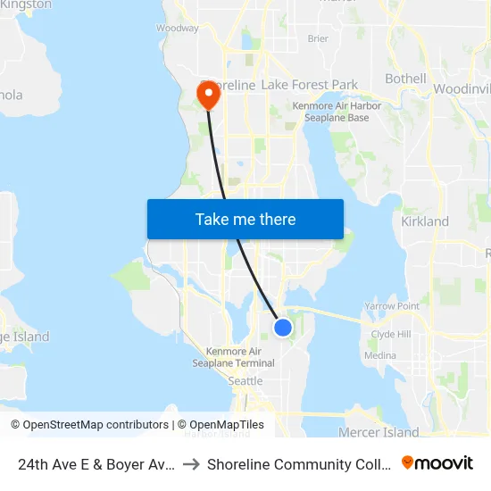 24th Ave E & Boyer Ave E to Shoreline Community College map