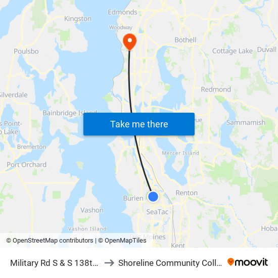 Military Rd S & S 138th St to Shoreline Community College map