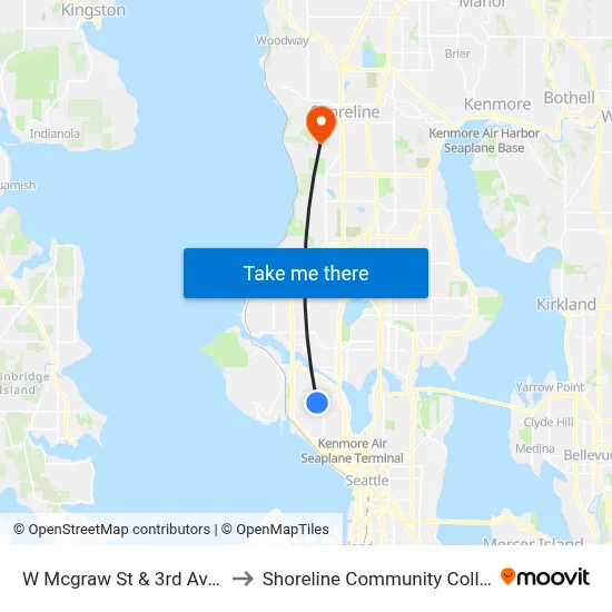 W Mcgraw St & 3rd Ave W to Shoreline Community College map