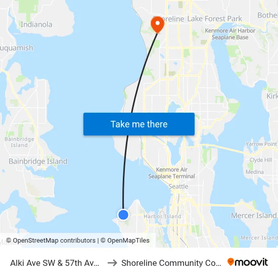Alki Ave SW & 57th Ave SW to Shoreline Community College map
