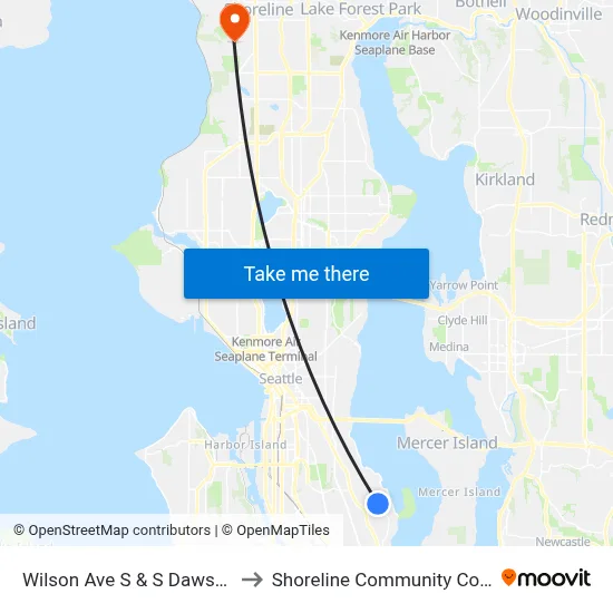 Wilson Ave S & S Dawson St to Shoreline Community College map