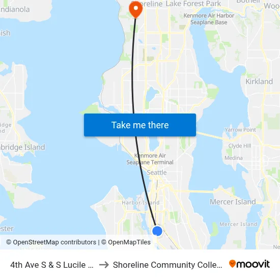 4th Ave S & S Lucile St to Shoreline Community College map