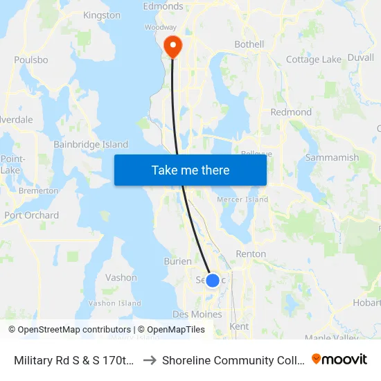 Military Rd S & S 170th St to Shoreline Community College map