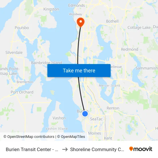 Burien Transit Center - Bay 6 to Shoreline Community College map