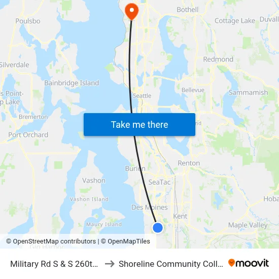 Military Rd S & S 260th St to Shoreline Community College map