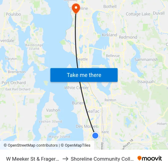 W Meeker St & Frager Rd to Shoreline Community College map