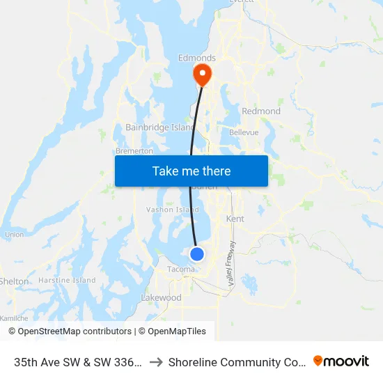35th Ave SW & SW 336th St to Shoreline Community College map
