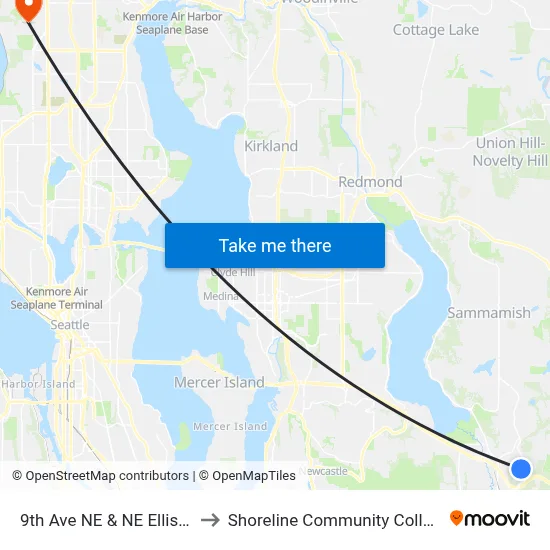 9th Ave NE & NE Ellis Dr to Shoreline Community College map