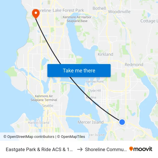 Eastgate Park & Ride ACS & 140th Ave SE - Bay 2 to Shoreline Community College map