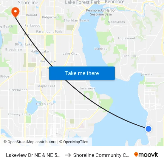 Lakeview Dr NE & NE 59th St to Shoreline Community College map