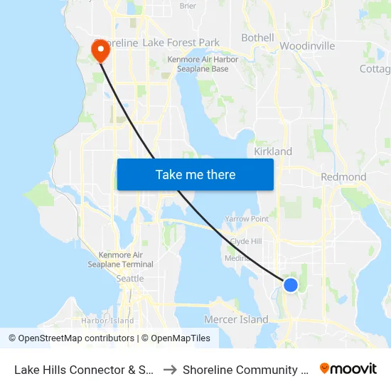 Lake Hills Connector & SE 8th St to Shoreline Community College map