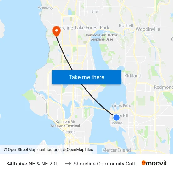 84th Ave NE & NE 20th St to Shoreline Community College map