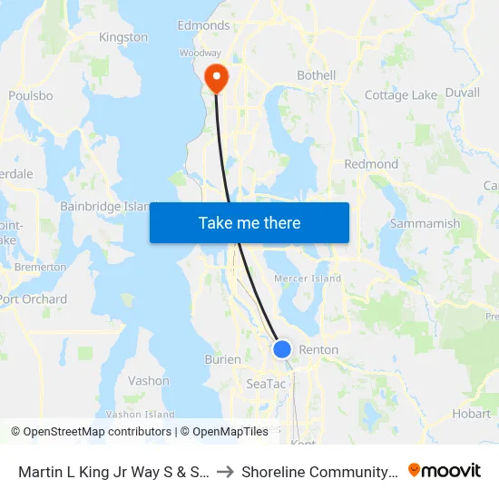 Martin L King Jr Way S & S 129th St to Shoreline Community College map