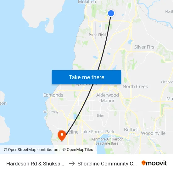 Hardeson Rd & Shuksan Way to Shoreline Community College map