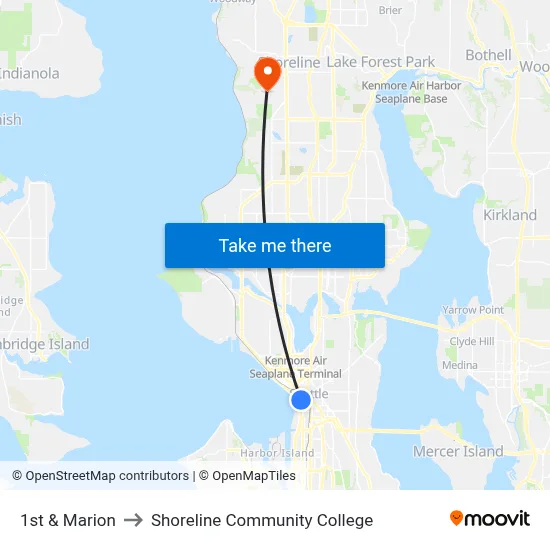 1st & Marion to Shoreline Community College map