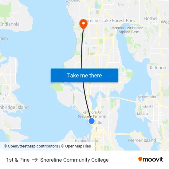 1st & Pine to Shoreline Community College map
