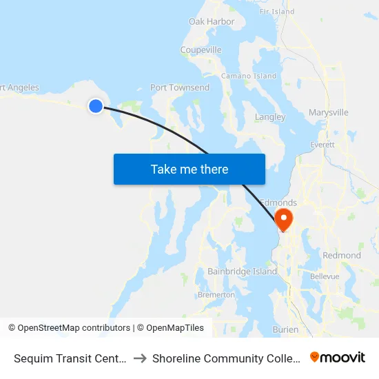 Sequim Transit Center to Shoreline Community College map