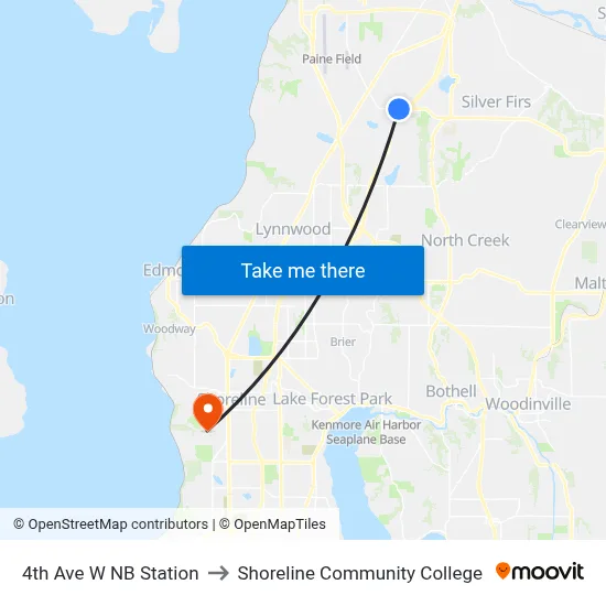 4th Ave W NB Station to Shoreline Community College map