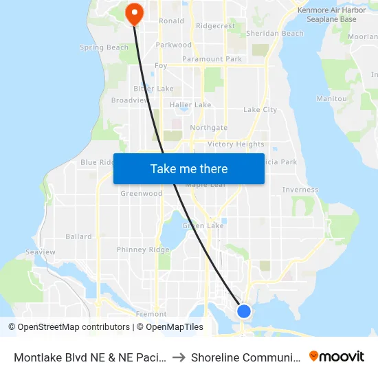 Montlake Blvd NE & NE Pacific Pl - Bay 3 to Shoreline Community College map
