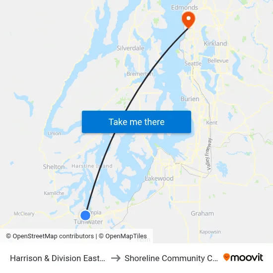 Harrison & Division Eastbound to Shoreline Community College map