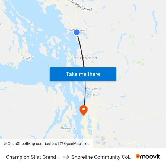 Champion St at Grand Ave to Shoreline Community College map