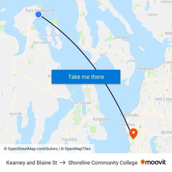 Kearney and Blaine St to Shoreline Community College map