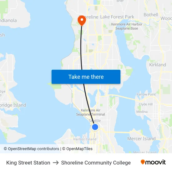 King Street Station to Shoreline Community College map