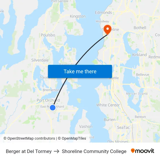 Berger at Del Tormey to Shoreline Community College map