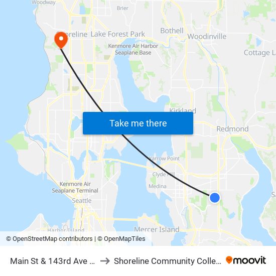 Main St & 143rd Ave SE to Shoreline Community College map