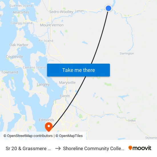 Sr 20 & Grassmere Rd to Shoreline Community College map