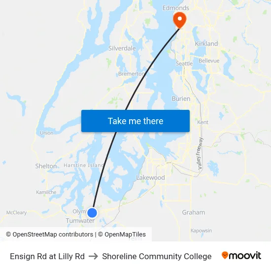 Ensign Rd at Lilly Rd to Shoreline Community College map