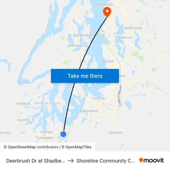 Deerbrush Dr at Shadberry Dr to Shoreline Community College map