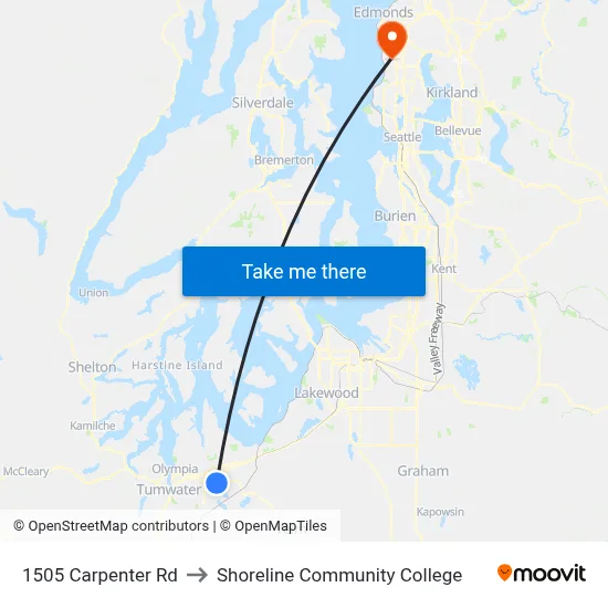 1505 Carpenter Rd to Shoreline Community College map