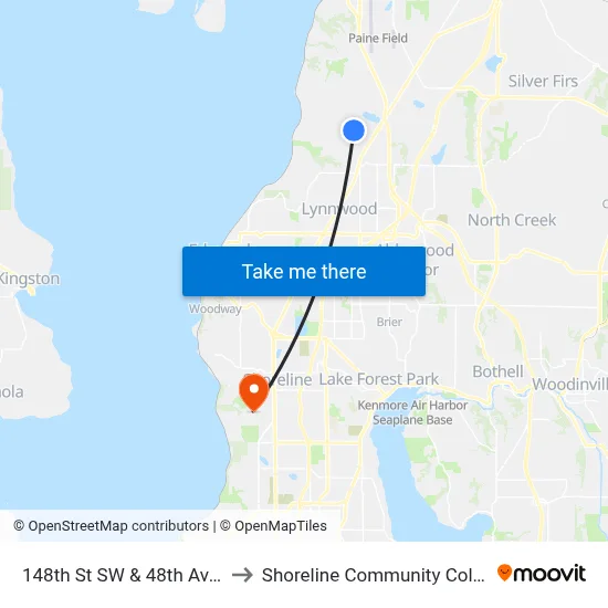 148th St SW & 48th Ave W to Shoreline Community College map