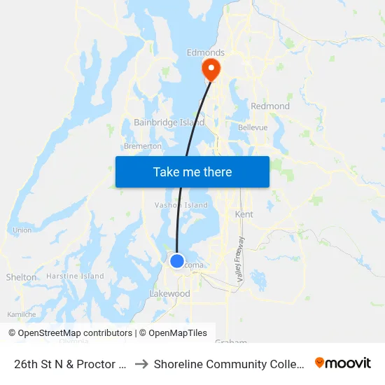26th St N & Proctor St to Shoreline Community College map